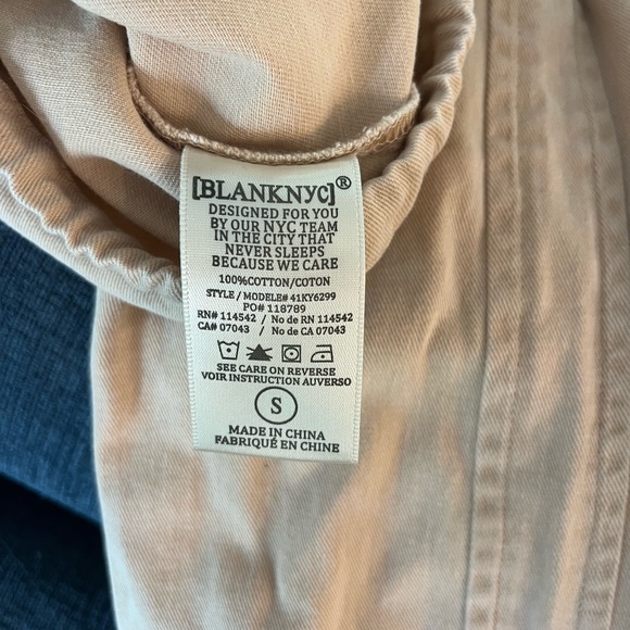 Blank NYC Utility Jacket Beige Snap Front Cinch Waist‎ Lightweight Cotton Layer - Picture 5 of 9